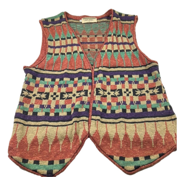 Vintage Sage Creek by Liz Ence southwest multi colour open vest - Picture 1 of 6